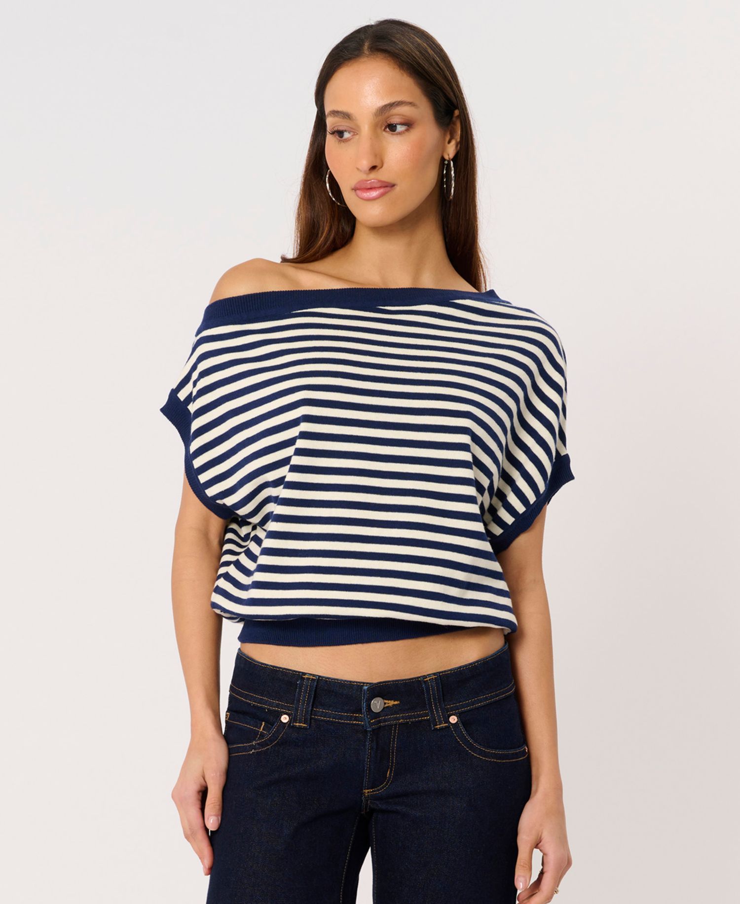 Women's Boat Neck Cold Shoulder Top