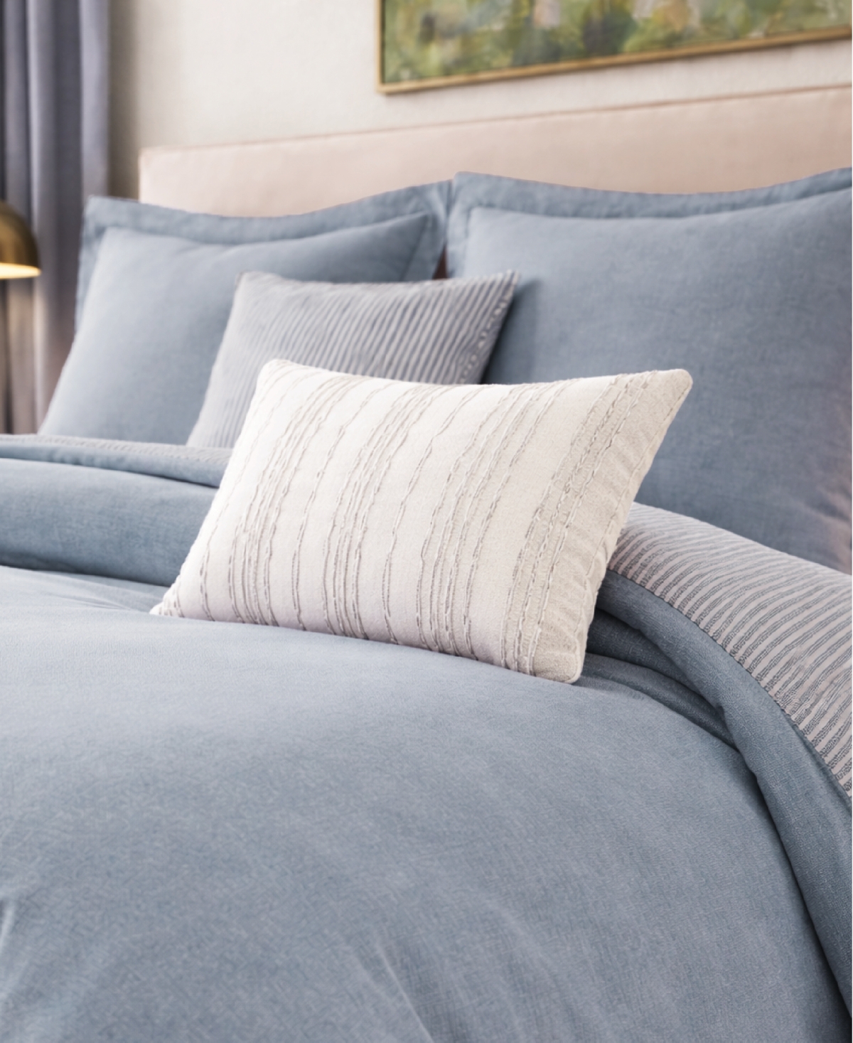 Laundry Chambray with Reverse Stripe 5-Piece Comforter Set