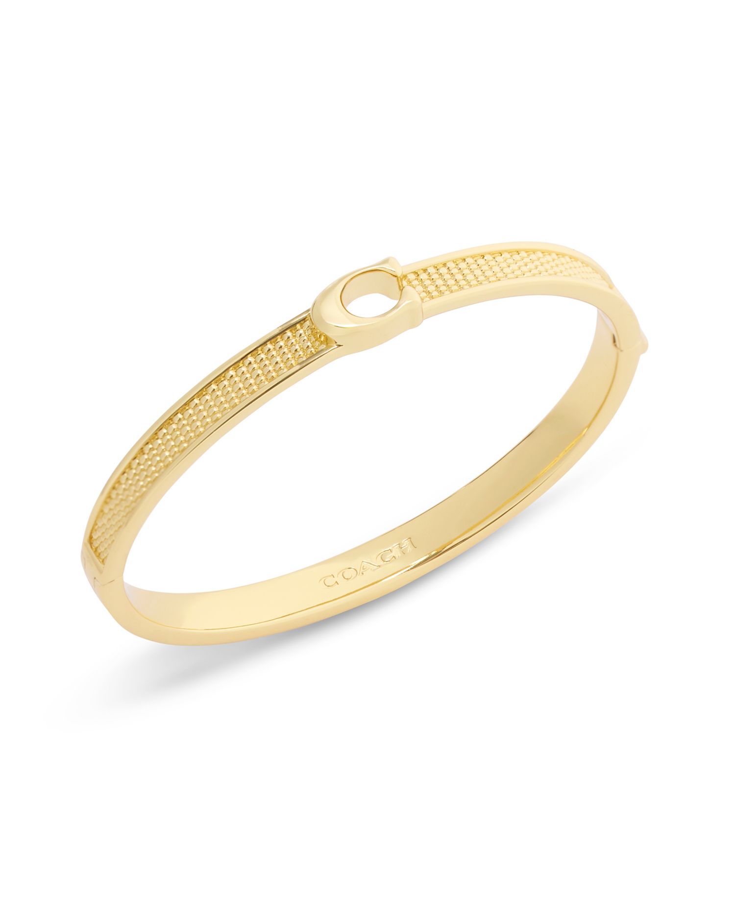 Gold Signature C Textured Bangle Bracelet