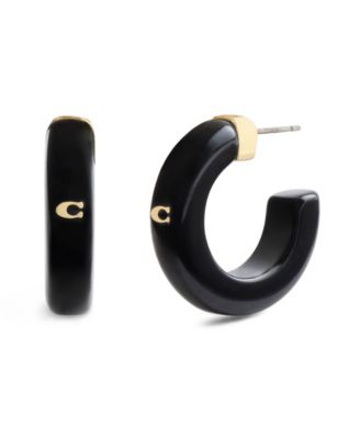 Black Signature C Resin Hoop Earrings