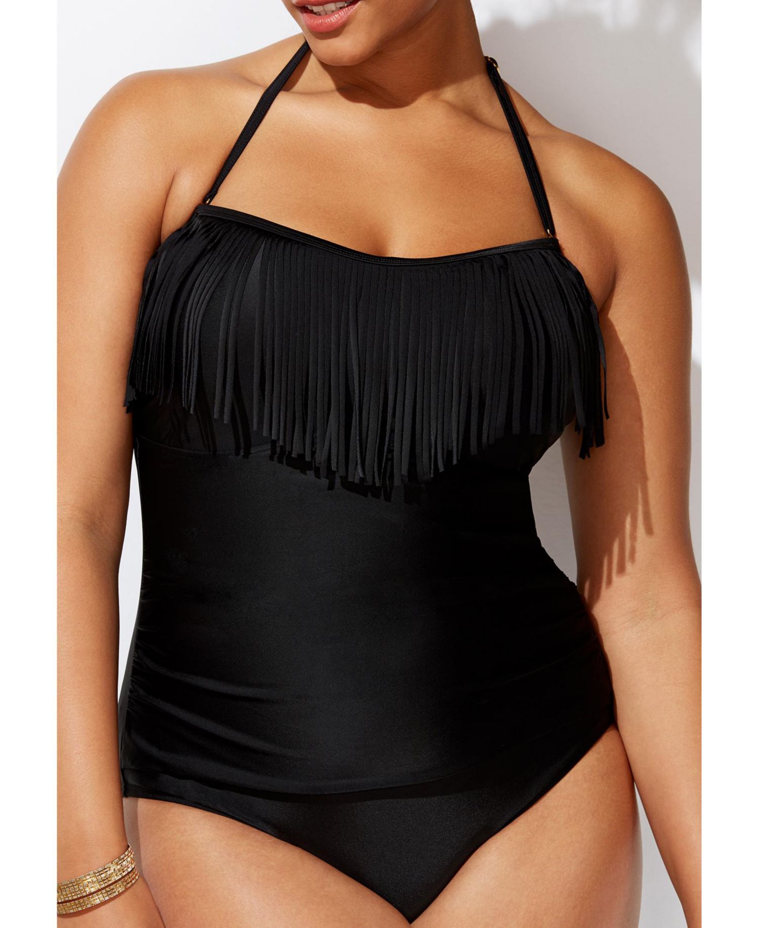 Women's Fringe Bandeau One Piece Swimsuit