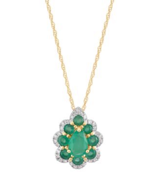 Sapphire (1-1/4 ct. t.w.) & Diamond (1/10 ct. t.w.) Pendant Necklace in 14k White Gold (Also Available in Ruby and Emerald)