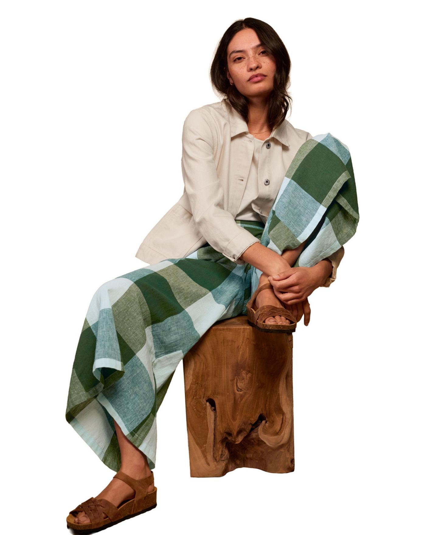 Женские брюки Celtic & Co. Wide Leg Ankle Grazer Culottes, цвет: Зелёный разноцветный клетчатый — фото 4