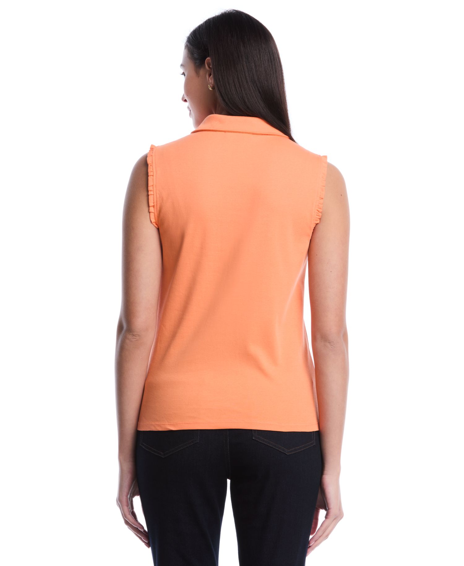 Petite Ruffle Trim Sleeveless Polo Shirt