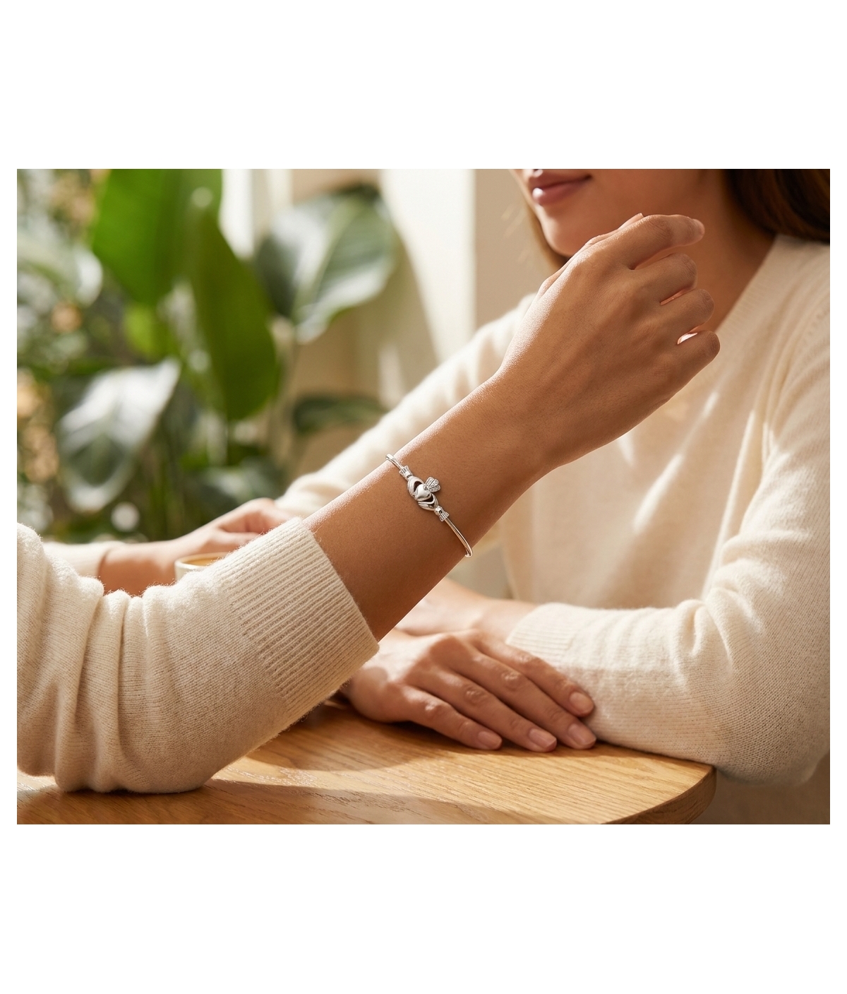Bling Jewelry Lovers Bff Heart Friendship Claddagh Bracelet Bangle .925 Sterling Silver for Small Wrists 6.5"