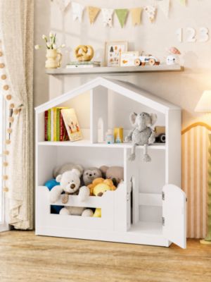 2-Tier Kids Bookshelf and Toy Storage with Toy Storage and Motion Sensor Light, 36.6" Wide Wooden Bookcase for Nursery, Playroom and Bedroom