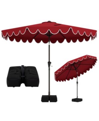 Outdoor Umbrella with Stable Weighted Base and Sandbags for Patio