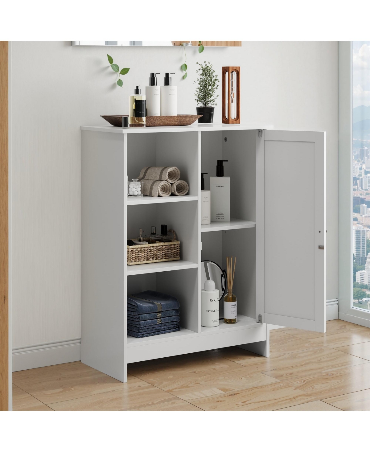 Clihome Modern Bathroom Cabinet, Kitchen Freestanding Storage Rack, Storage Cabinet
