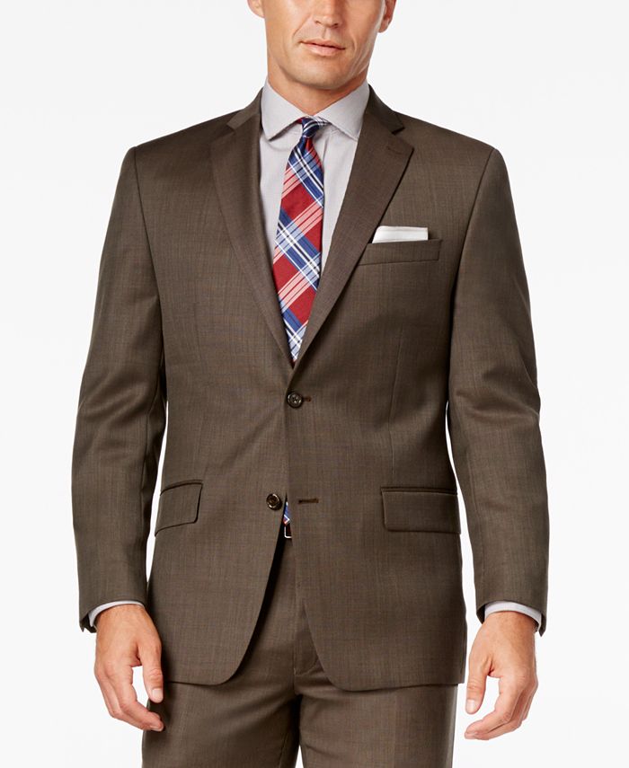 Michael Kors Men's Classic-Fit Brown Birdseye Suit - Macy's