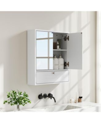 Double Door Wall Mounted Bathroom Mirrored Medicine Cabinet