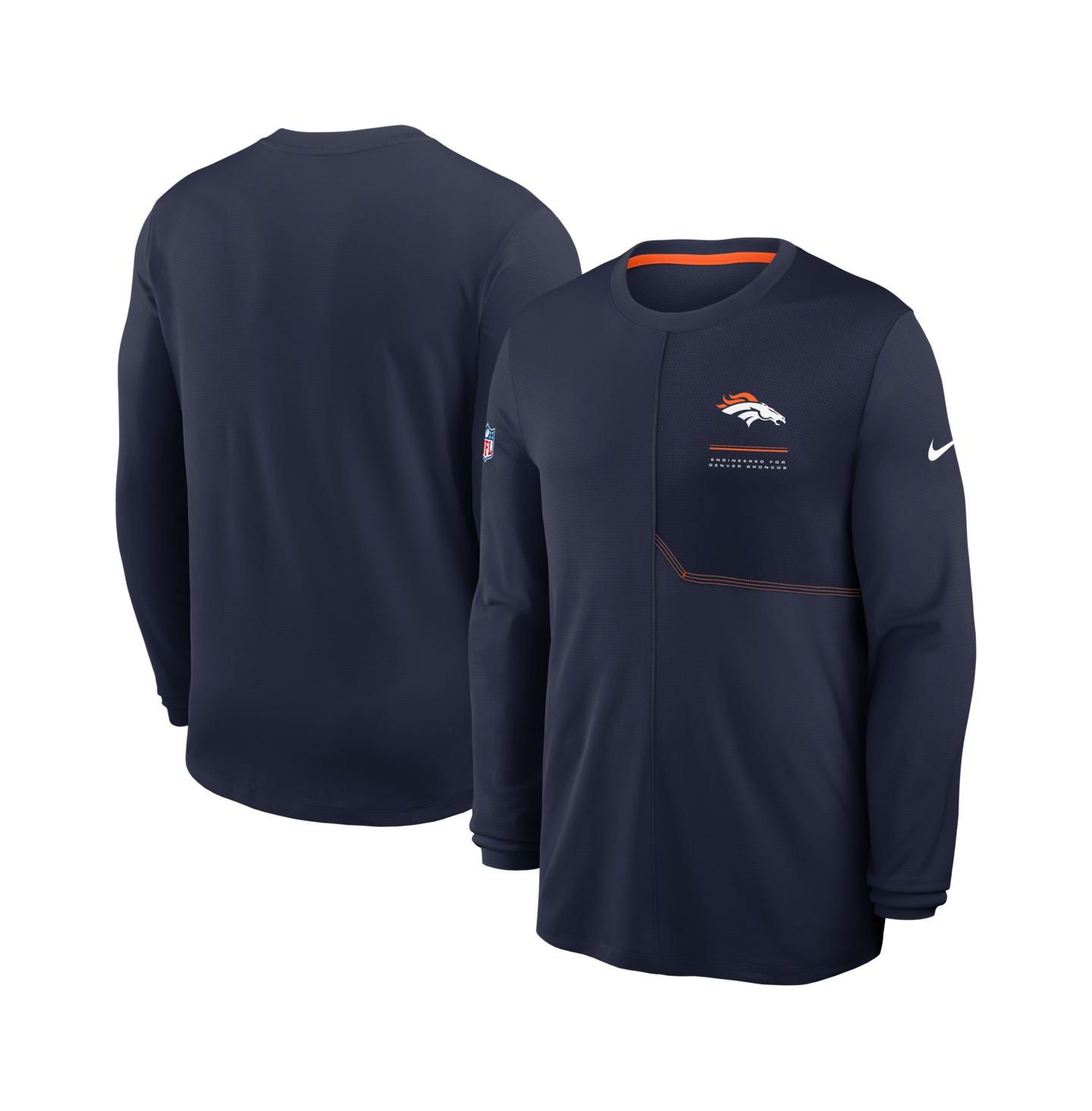 Мужская футболка Nike Navy Denver Broncos Sideline Coaches UV Dri-FIT Long Sleeve — фото 1