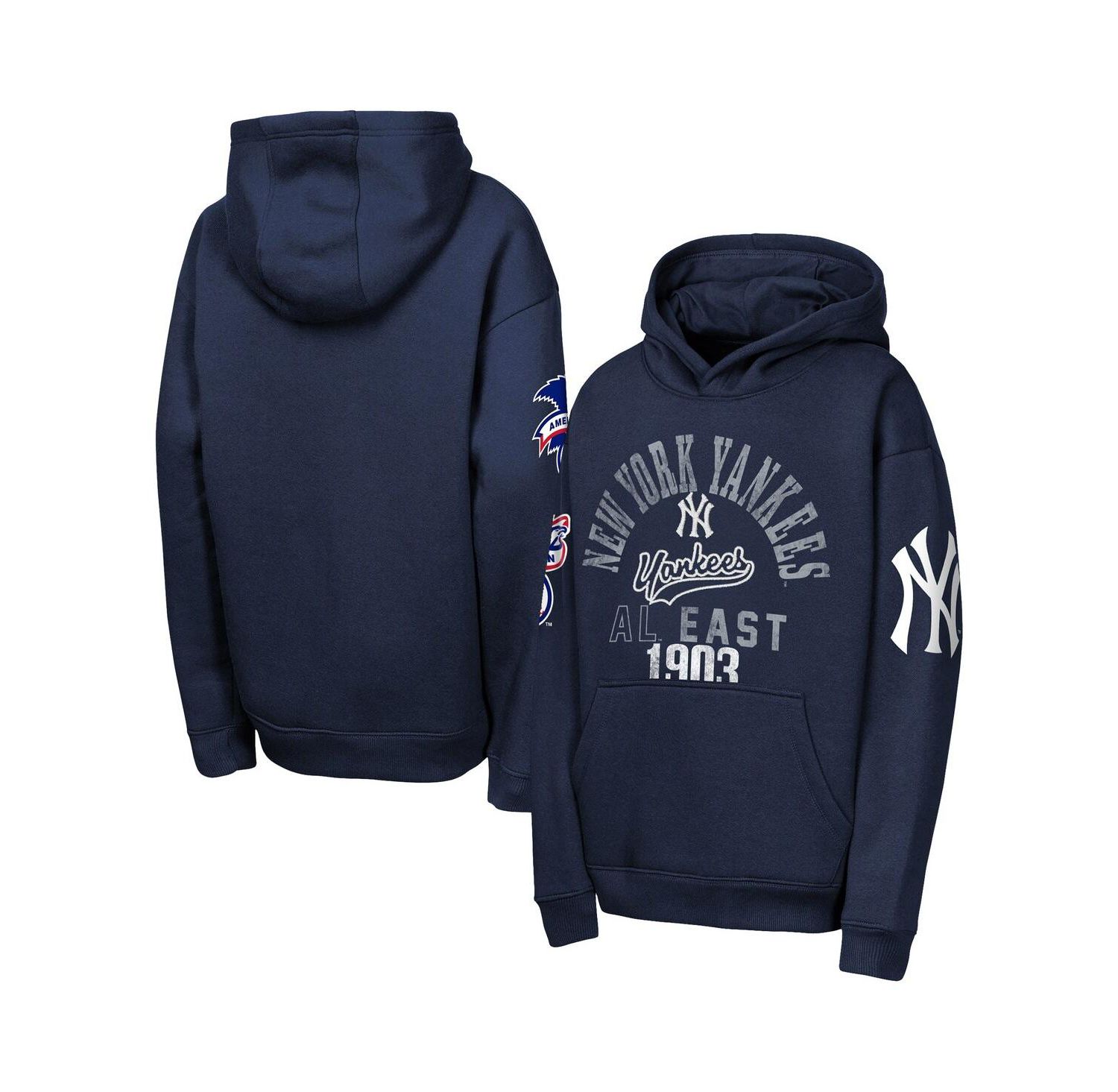 Big Boys and Girls Navy New York Yankees Premium Sweep Fleece Hoodie