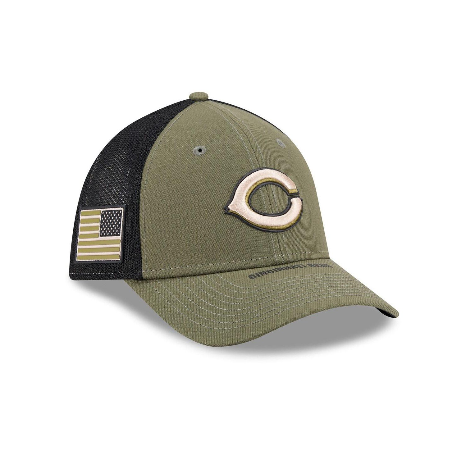 Men's Olive Cincinnati Reds 2026 Armed Forces Day 39THIRTY M-Crown Flex Hat