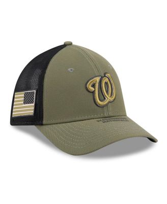 Men's Olive Washington Nationals 2026 Armed Forces Day 39THIRTY M-Crown Trucker Flex Hat