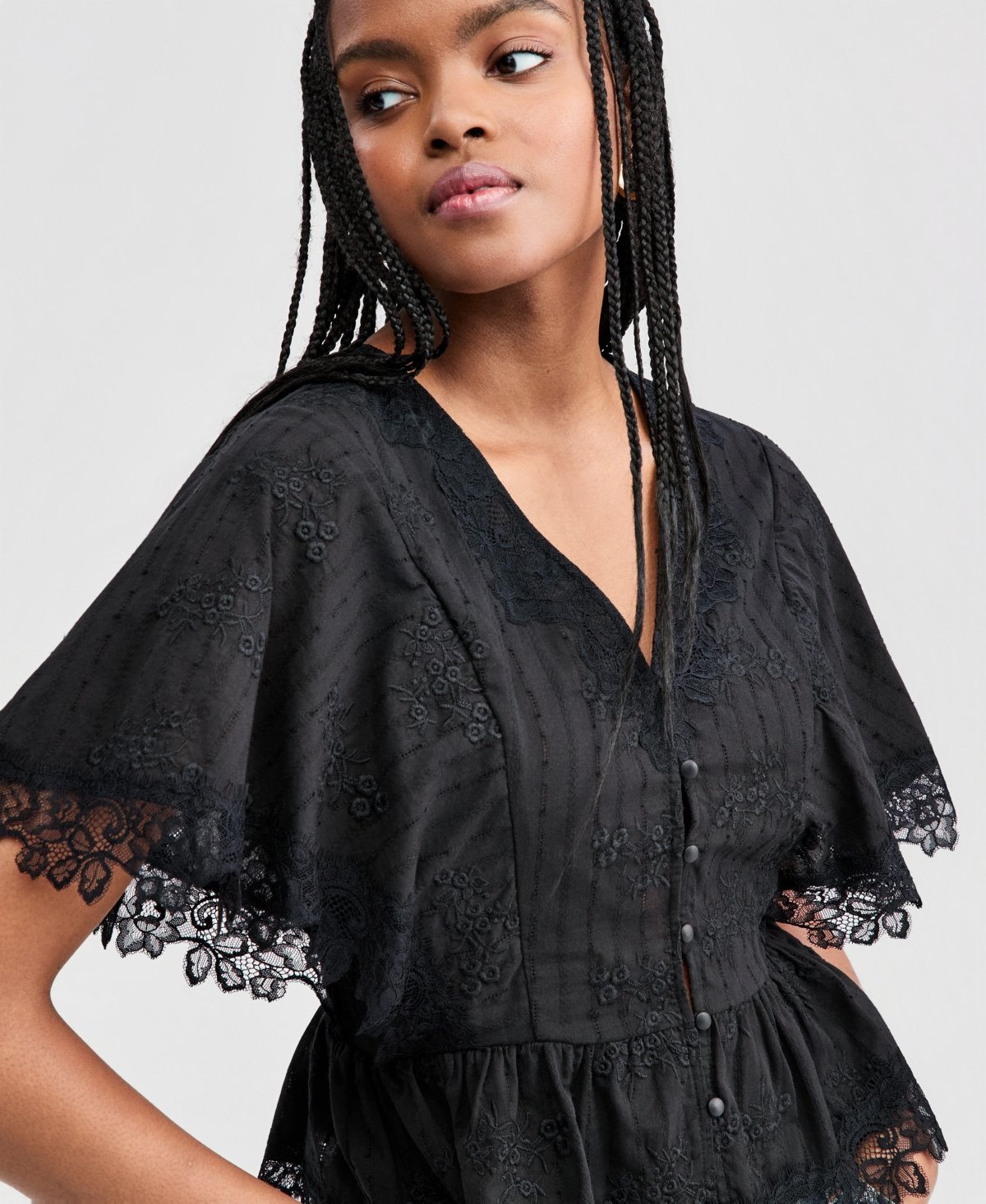 And Now This Women's Lace-Trim Peplum Top, Macy's Exclusive
