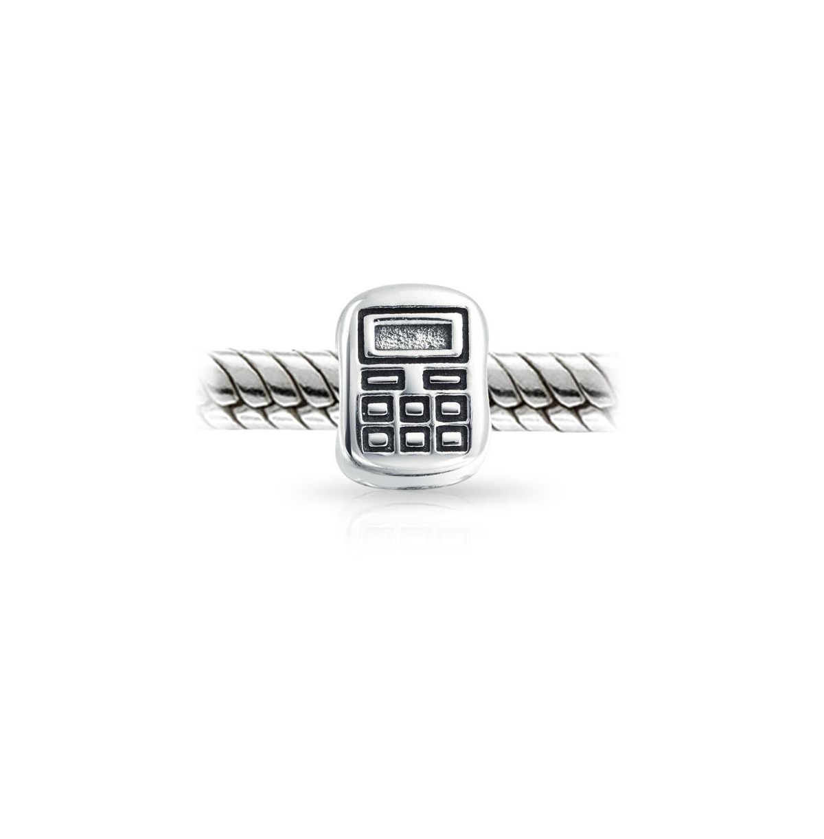 Bling Jewelry Bookkeeper Math Student Calculator Charm Bead .925 Sterling Silver Fits European Bracelet