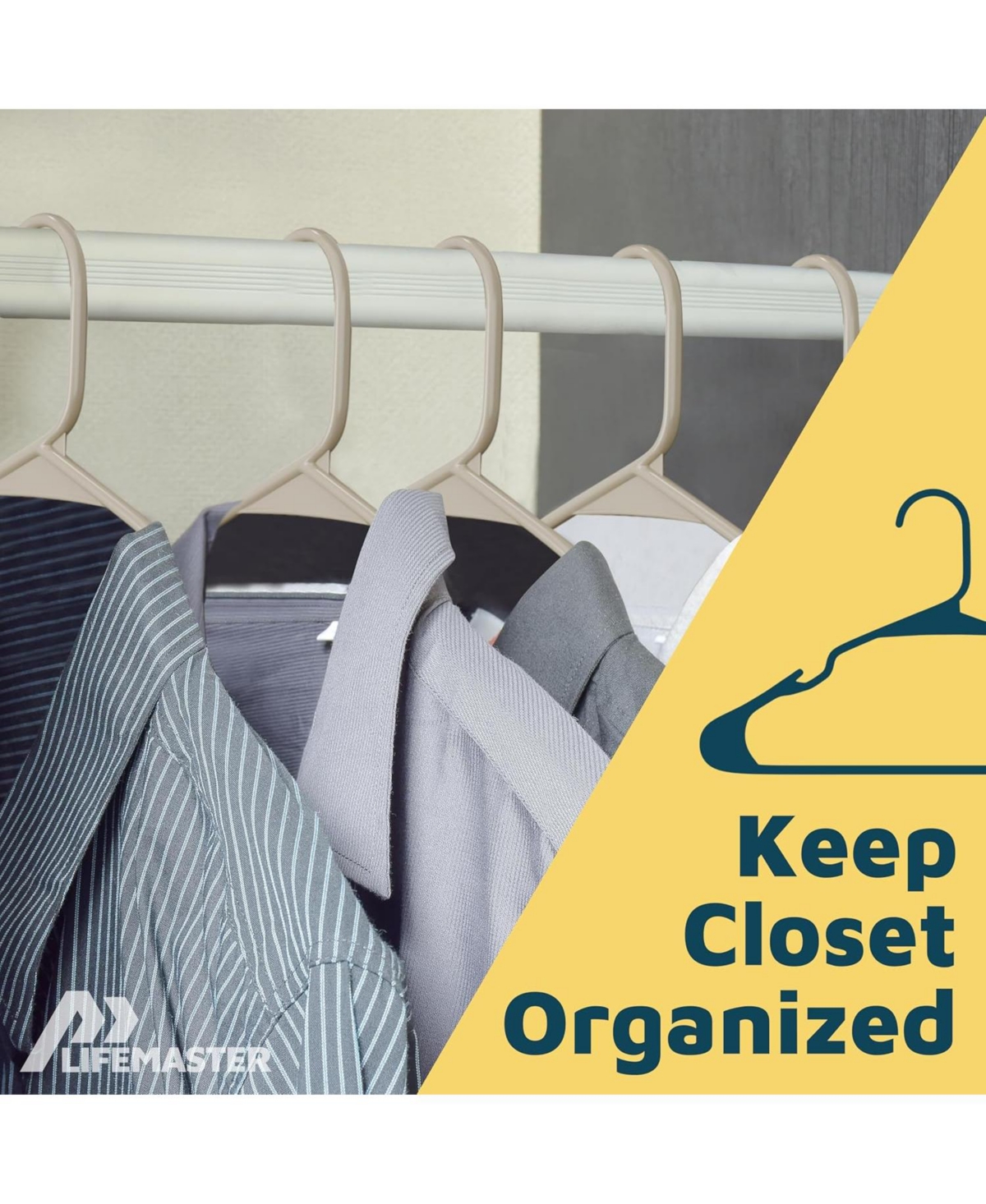 Lifemaster heavy-duty plastic hangers with non-slip grooves and space-saving design hold 5 Pounds and are ideal for clothes and dresses Pack of