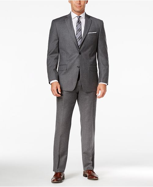 Michael Kors Men's Classic-Fit Gray Solid Flannel Suit & Reviews ...