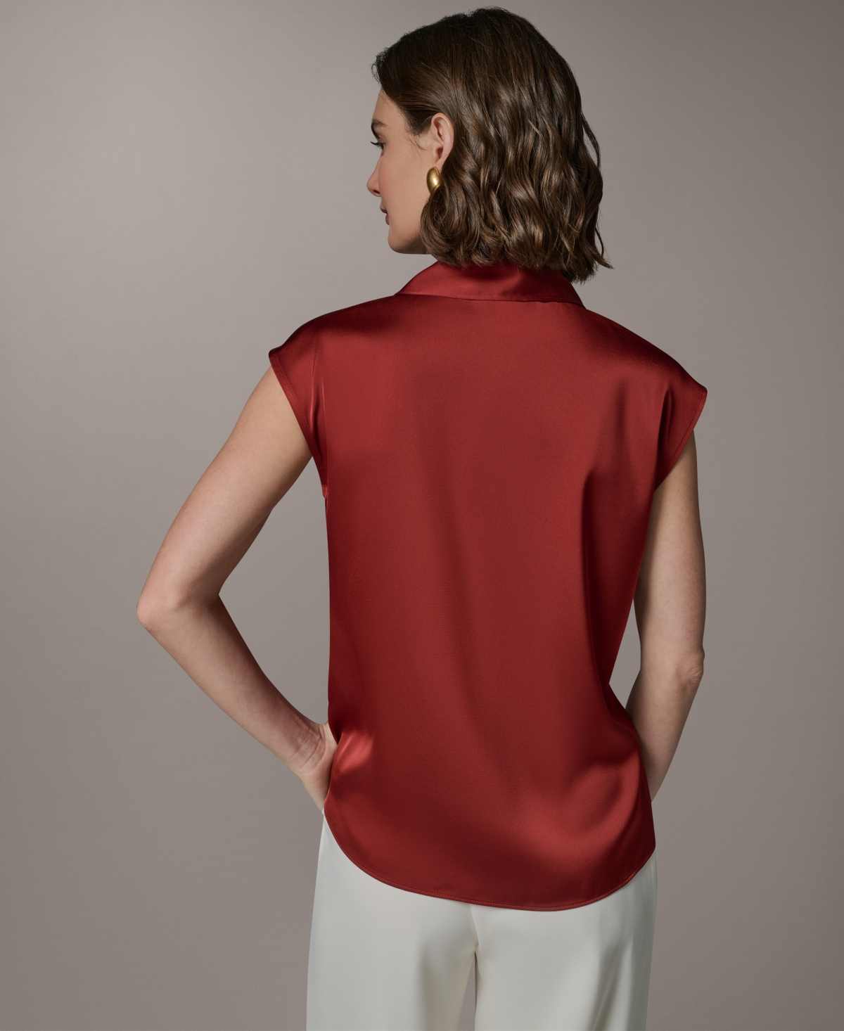 Donna Karan New York Women's Extended Shoulder Tie Blouse