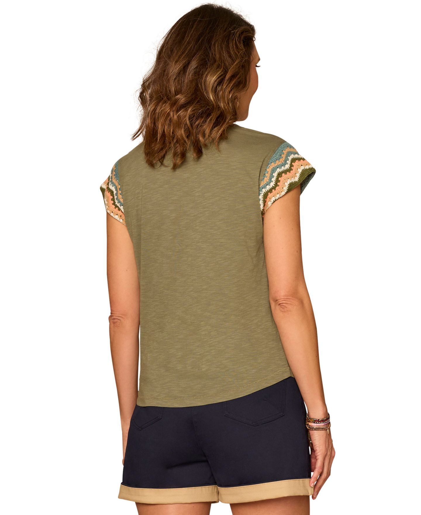 Женский топ Democracy Notched V-Neck Short-Sleeve, цвет: Разноцветный — фото 4