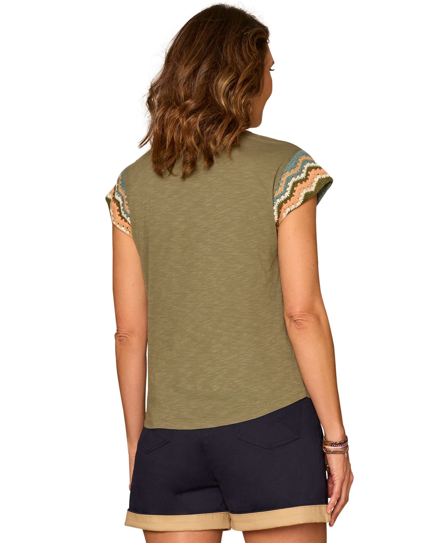 Women's Notched V-Neck Short-Sleeve Top