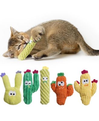 5 Pack Cat Toys Interactive Plush 100% Catnip Safe Durable For Indoor Cats Kittens Teething Play