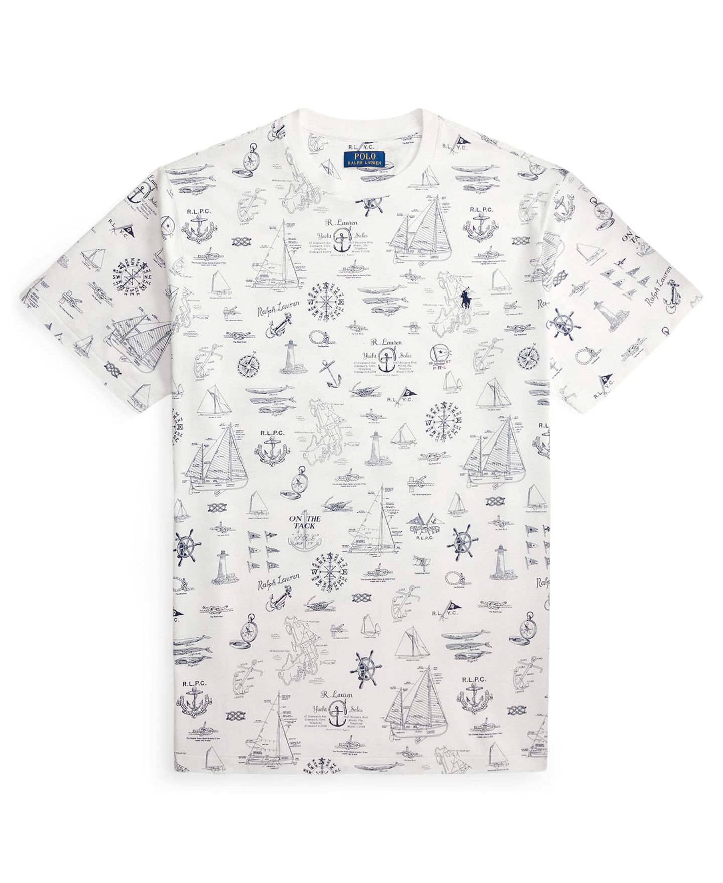 Мужская футболка Polo Ralph Lauren Big & Tall Classic-Fit Nautical Print Jersey T-Shirt, цвет: Белый — фото 6