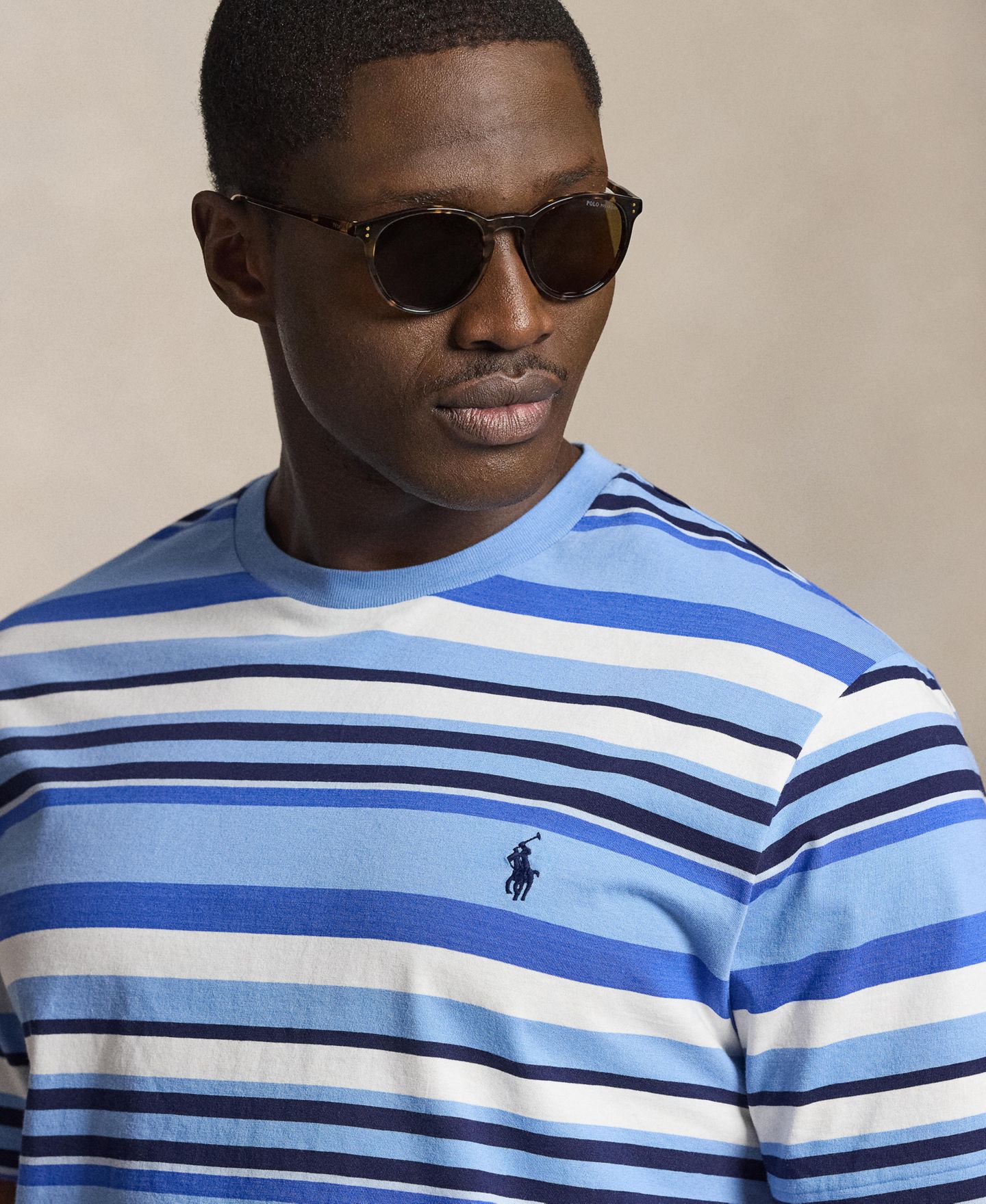 Мужская футболка Polo Ralph Lauren Big & Tall Classic-Fit Striped Jersey T-Shirt, цвет: Синий разноцветный — фото 3