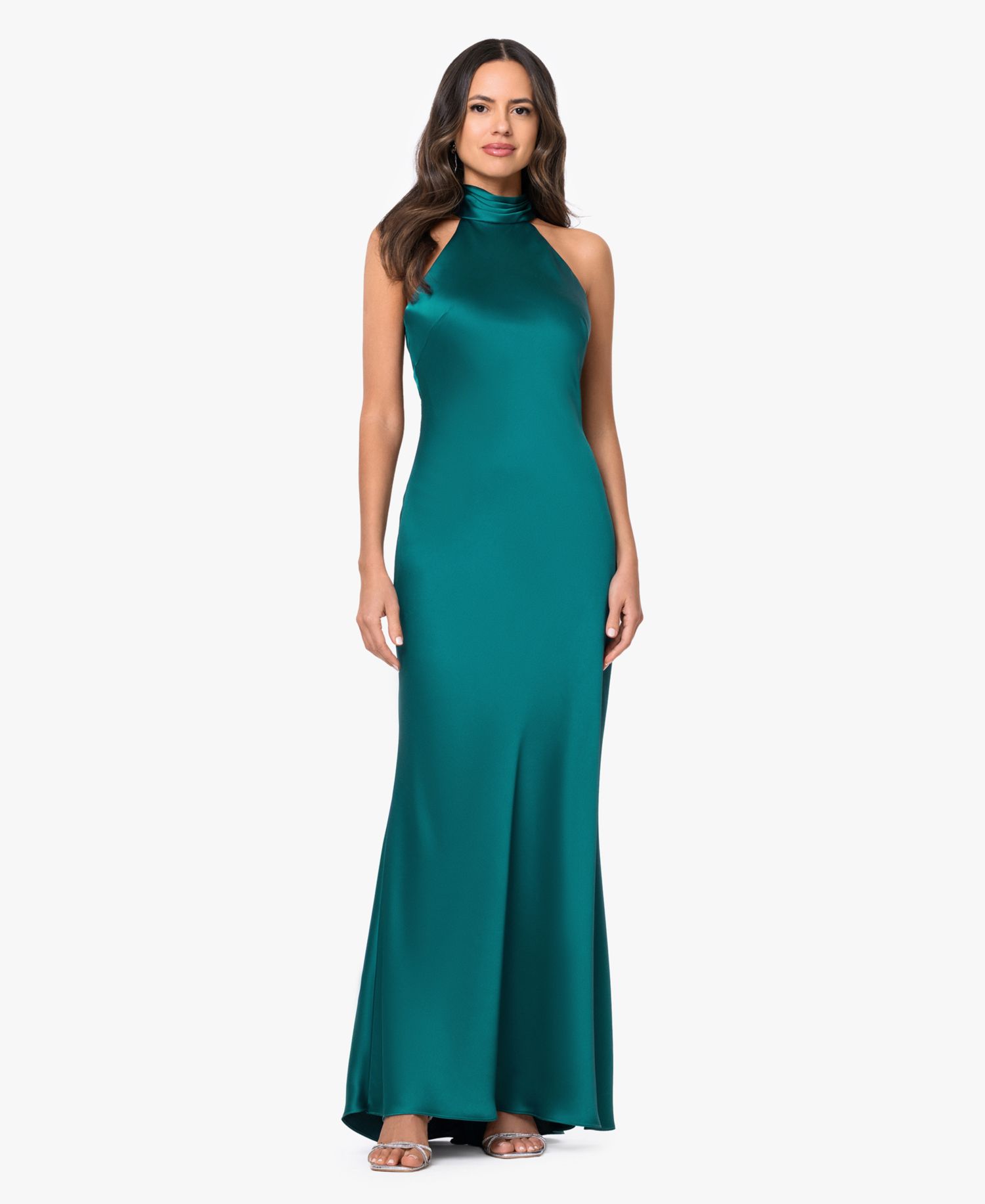 Petite Sleeveless Tie-Neck Long Gown