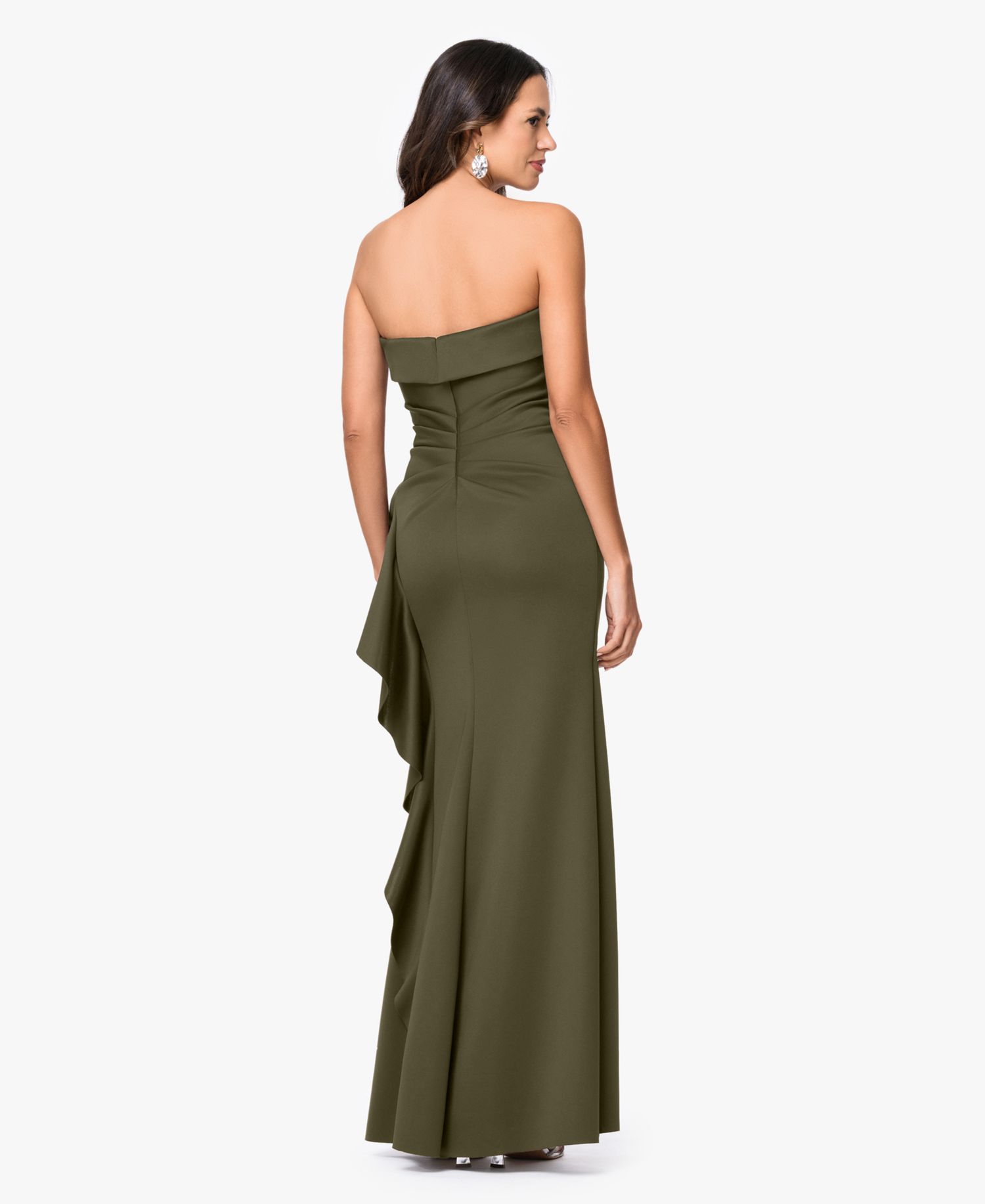 Petite Strapless Ruffle Sheath Gown