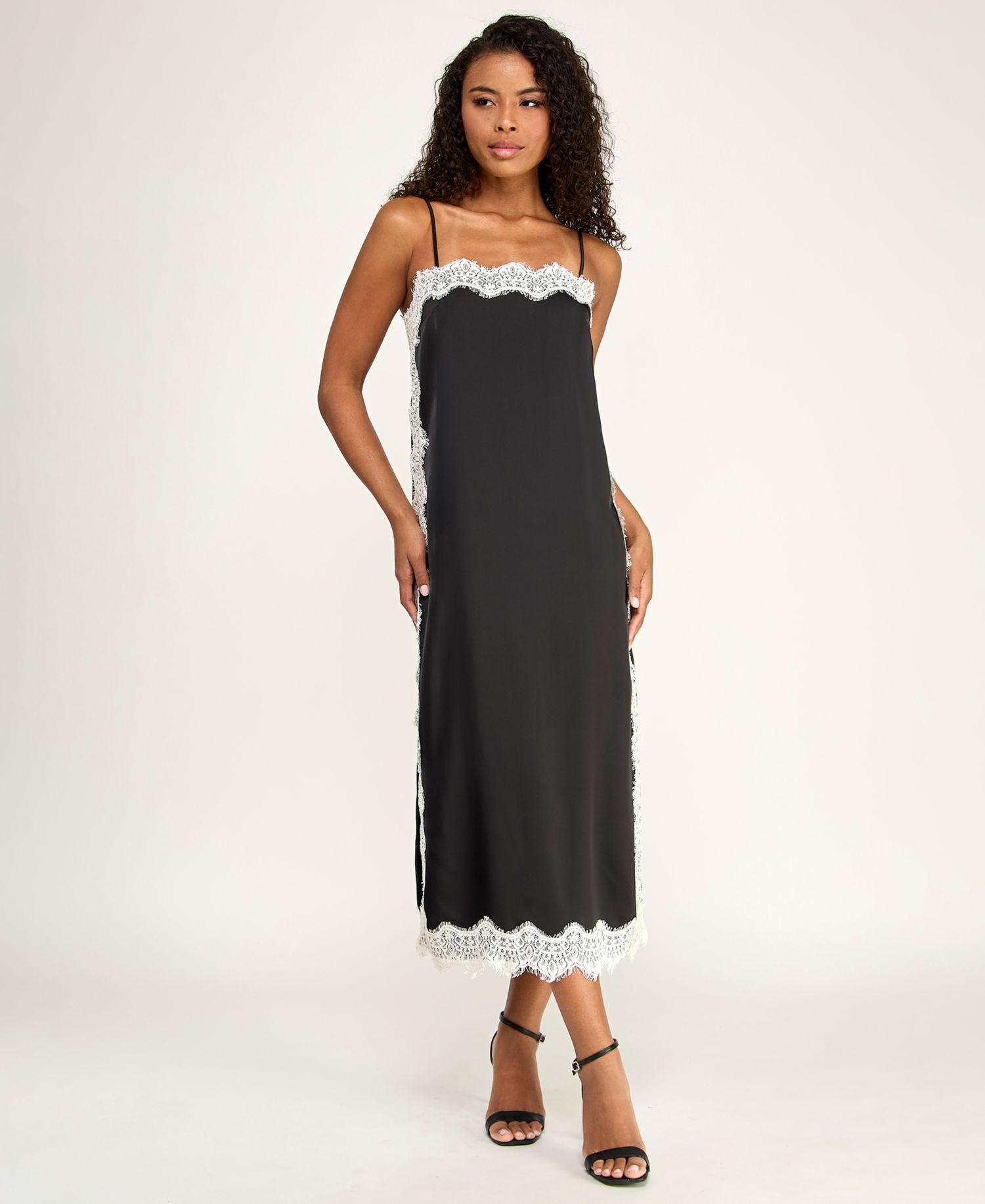 Juniors' Sleeveless Straight Neck Slip Dress