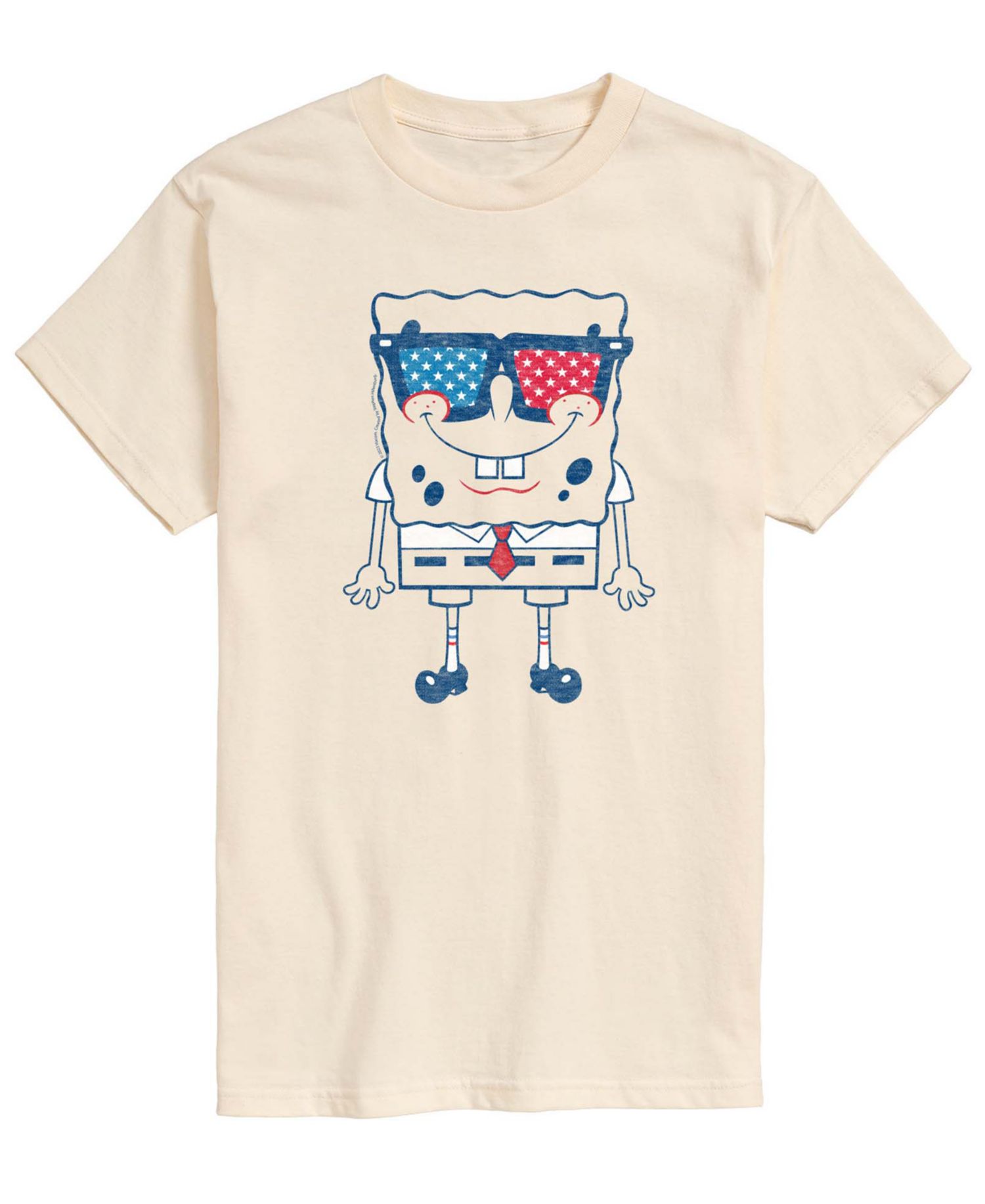 Men's SpongeBob SquarePants Flag Fill Sunglasses Short-Sleeve Graphic T-Shirt
