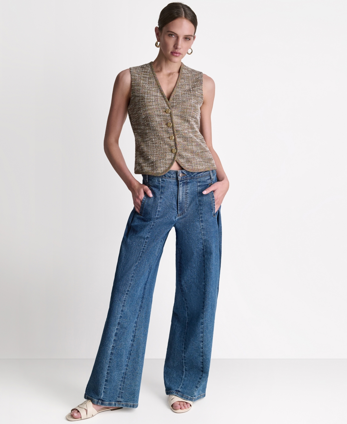 Bcbg Women's V-Neck Button-Front Vest
