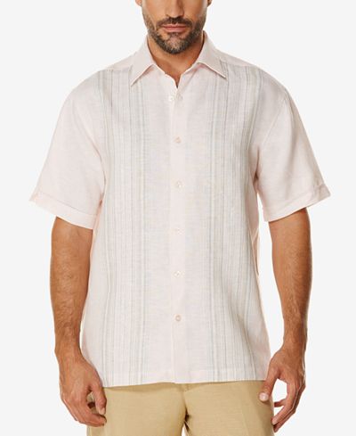 Cubavera Men's Embroidered Perforated 100% Linen Short-Sleeve Shirt