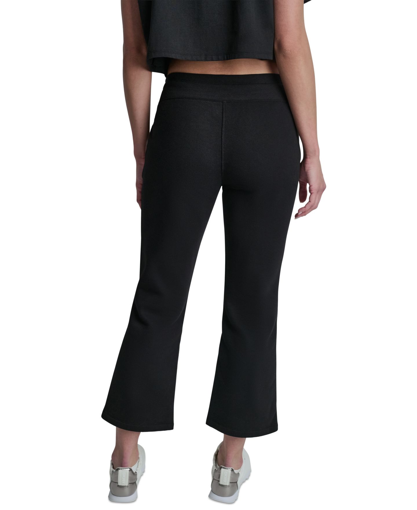 Женские брюки DKNY Sport Metallic Bubble Mid-Rise Crop Flare, цвет: Чёрный — фото 5