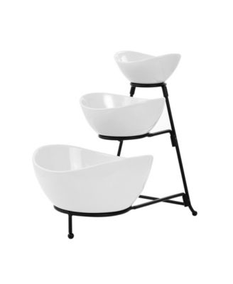 3-Tiered Oval Bowl Serving Stand Set