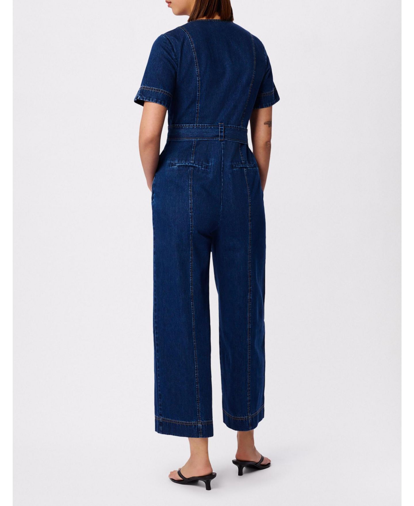 Женский комбинезон Whistles Button Down Jumpsuit, цвет: Тёмный синий — фото 8