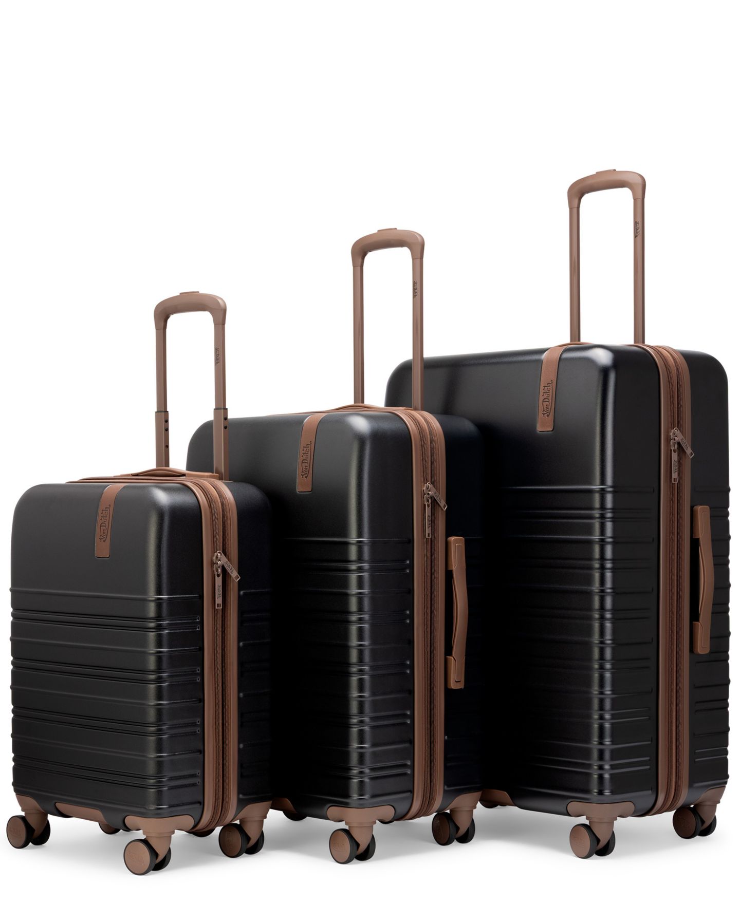 Чемоданы Von Dutch Retro Trek 3-Piece Expandable Hardside Spinner Luggage Set, цвет: Чёрный — фото 7