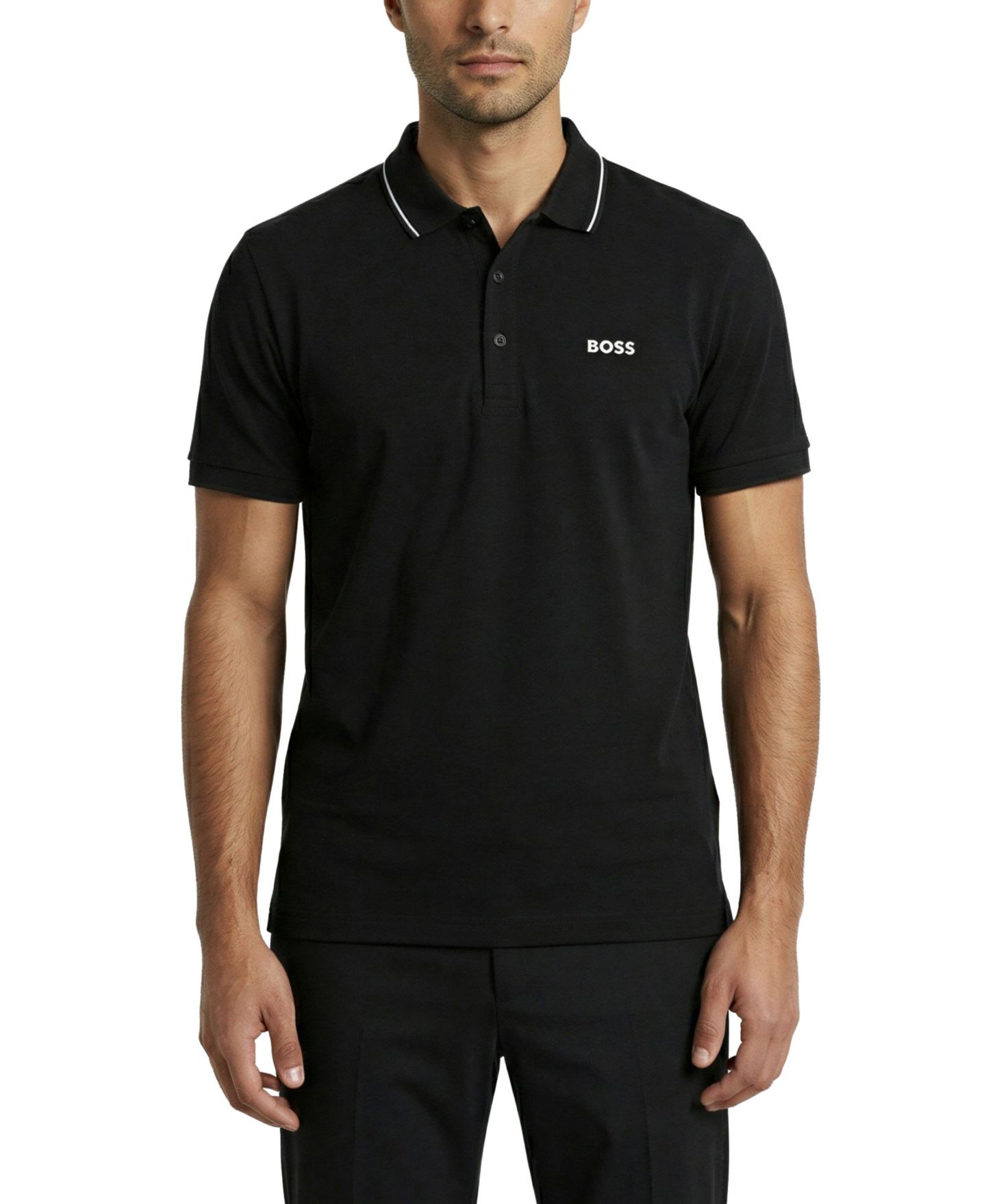 Мужское поло Hugo Boss Tonal Logo Slim-Fit Polo Shirt, цвет: Чёрный — фото 7