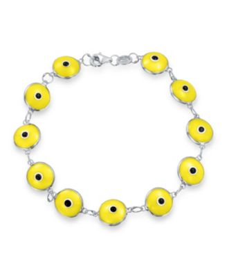 Good Luck Amulet Turkish Translucent Green Glass Evil Eye Bracelet 7.5 Inch