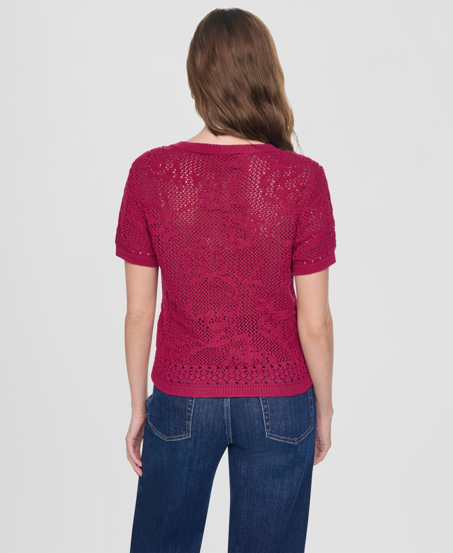 Women's Short-Sleeve Crewneck Cardigan