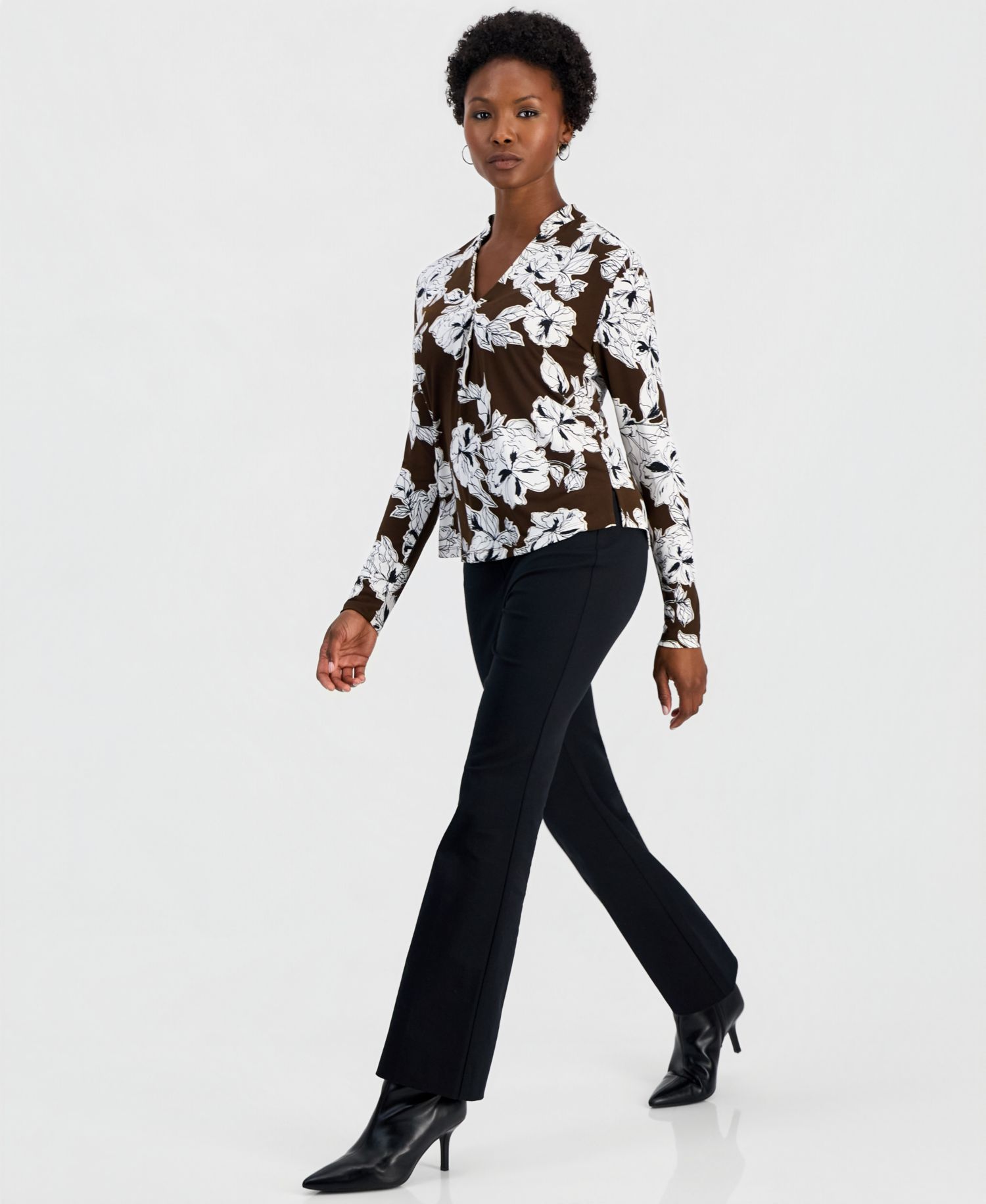 Petite Floral Long-Sleeve Top