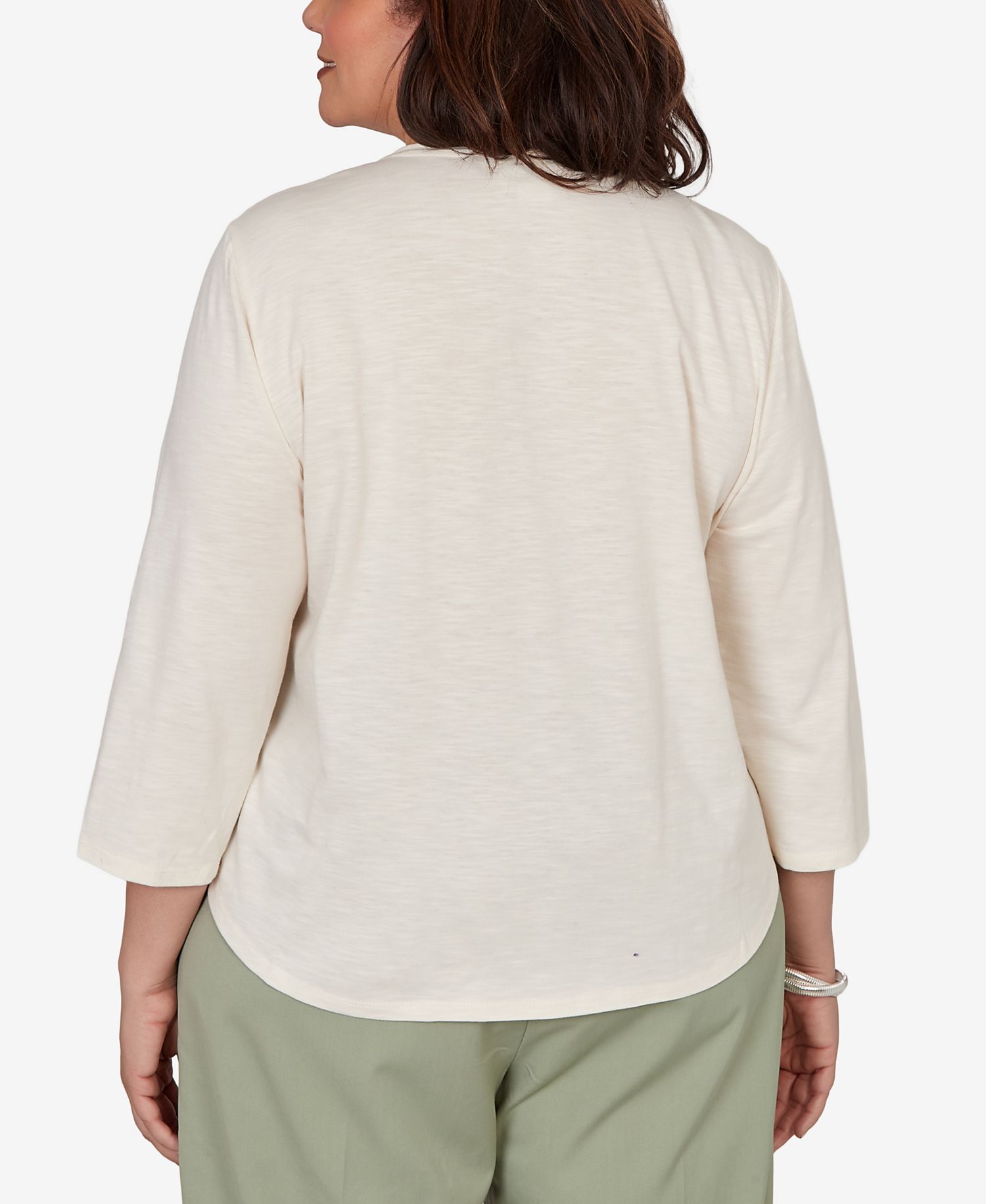 Plus Size Sequined Floral Mesh Overlay Knit Top