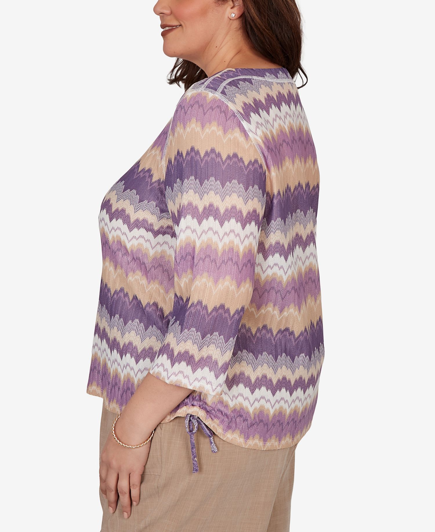 Plus Size Grand Bazaar Rippled Stripes Knit Top