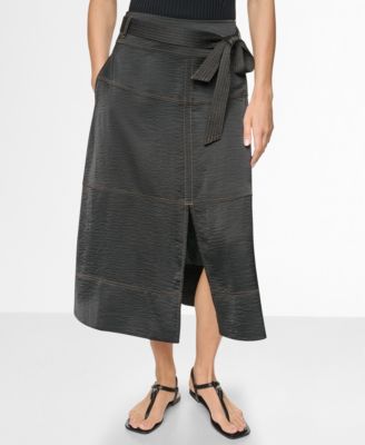Women's Tie-Waist Contrast Stitch Skirt
