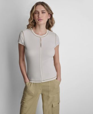 Women's Crewneck Contrast Stitch Top