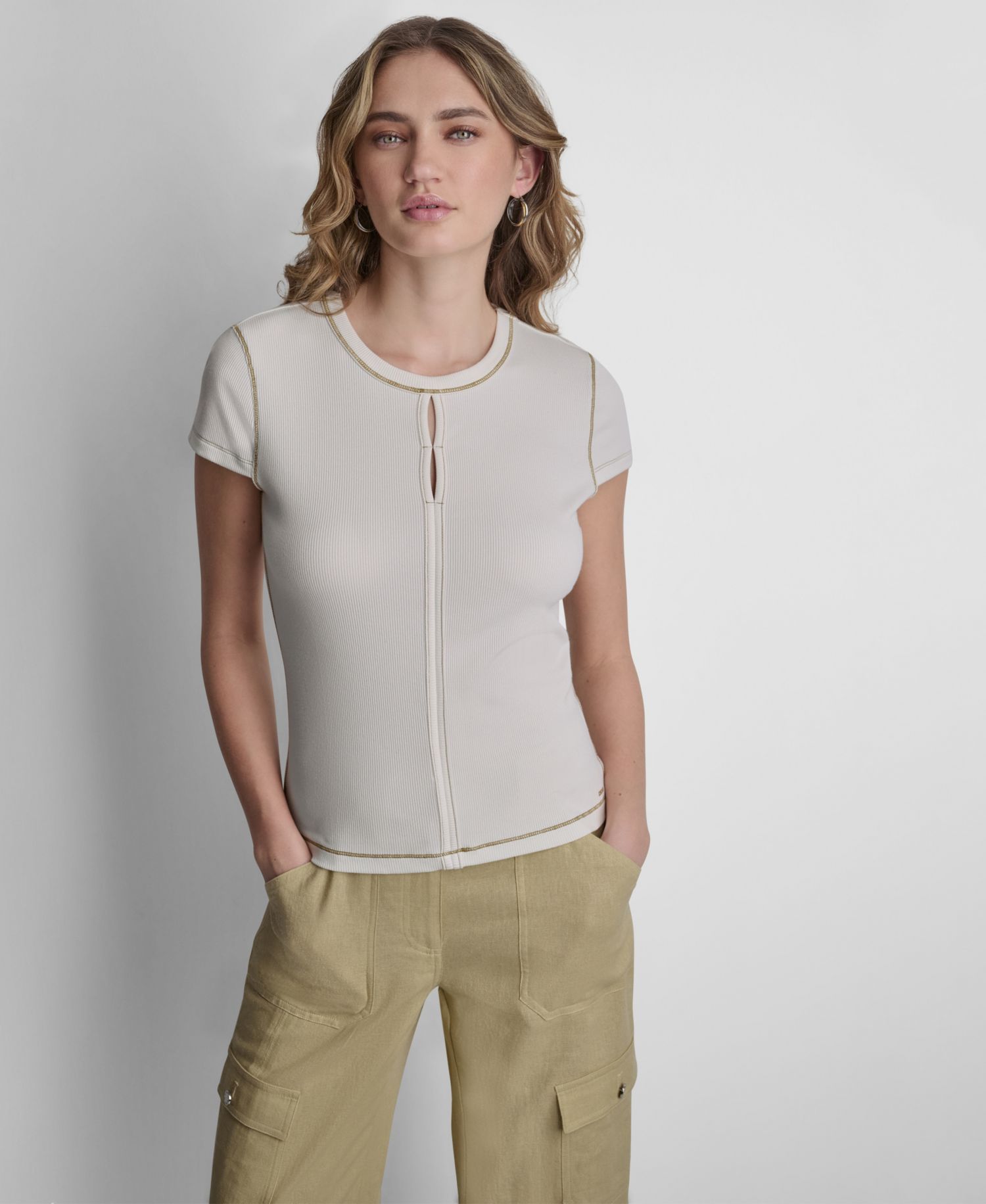 Women's Crewneck Contrast Stitch Top