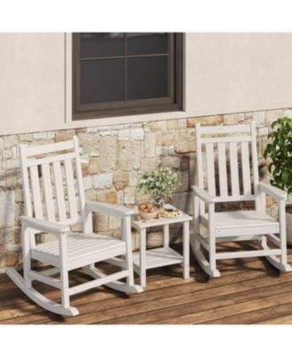 2 Piece All Weather Resistant Outdoor HDPE Porch Rocking Chair for Balcony Backyard Porch with Side Table