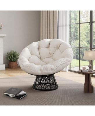 Ergonomic 37" Wicker Papasan Chair with 360degree(s) Swivel Base for Home, Patio