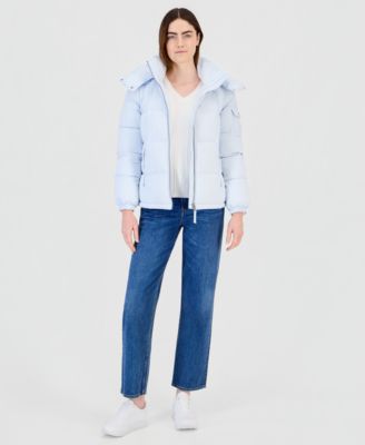 Women's Hooded Short Faux Fur Collar Puffer Coat